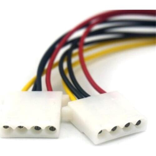 D-Type Plug 1 to 2 Dual Female Plug Extension Power Cable Adapter for Computer Hard Disk and Cooling Fan 2 Pcs