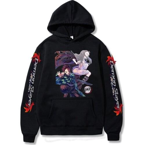 Anime Demon Slayer Graphic Long Sleeve Hoodies Harajuku Sudadera Sweatshirts