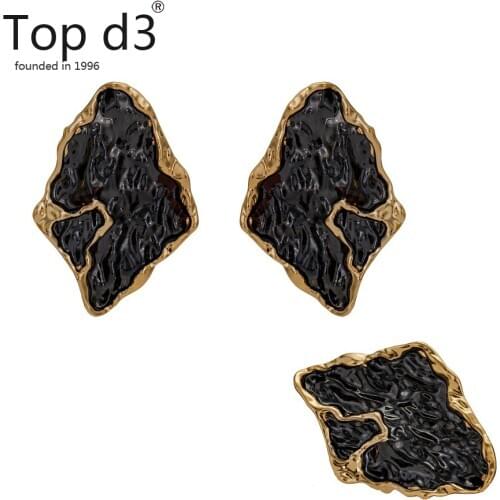 Top d3 Viennois Stud Earrings sets For Women Gold Color Big Geometric Green Zricon Design Female Metallic Party Earrings jewelry