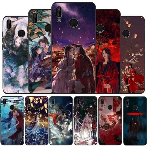 Tian Guan Ci Fu Fiction cartoon Black Soft Phone Case For Huawei 40 30 20 10 9 Lite Pro P smart 2019 Y6 Y6 Prime2019 Y9 2018