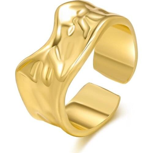 Unique Irregular Volcanic Lava Rings Gold Color Anillos Para Hombre Hip Hop Jewelry Adjustable Knuckle Rings For Women BFF Gift