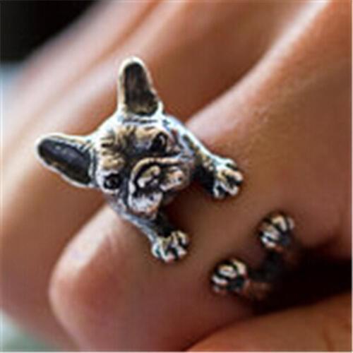MANGOSKY Vintage bulldog rings Dachshund Dog jewerly Gun Black / Antique Silver / Antique Bronze Sausage Dog Ring
