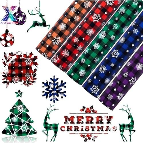 XFX HTV 25X100cm Snowflake Buffalo Plaid Heat Transfer Vinyl Assorted Colors for Iron on Fabrics Shirt Christmas Decoration Film