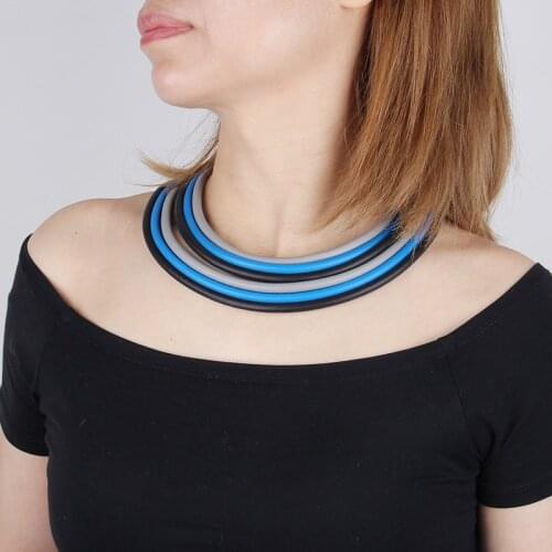 YD&YDBZ Multicolor Rubber Choker Necklaces Women Ethnic Multilayer Statement Necklace Handmade Short Thick Link Silicone Jewelry