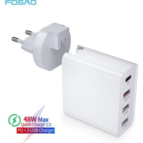 FDGAO USB Charger Quick Charge 3.0 36W PD Fast Charging Adapter QC3.0 Mobile Phone Wall Chargers for iPhone Samsung Xiaomi Redmi