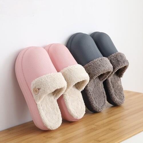 Women Men Winter New Waterproof Cotton Slippers Warm Non-slip Home Couples Wear Removable Slippers Outside Home Wear-resistant