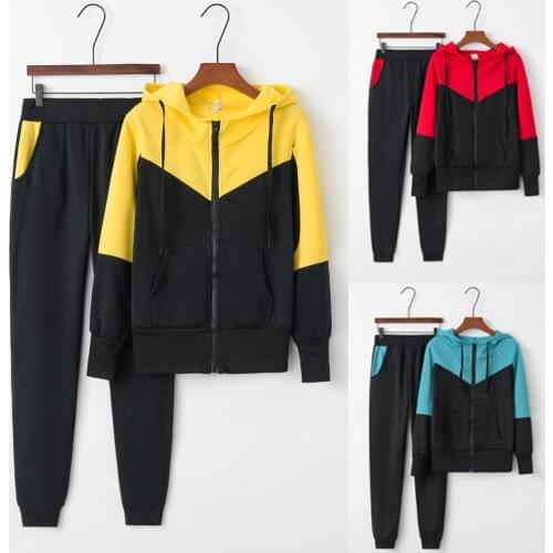 Tracksuit Woman Winter 2021 Women Gym Sport Suit 2pcs Solid Color Hooded Sweatshirt And Pant Tracksuit Sport Suit Dres Damski