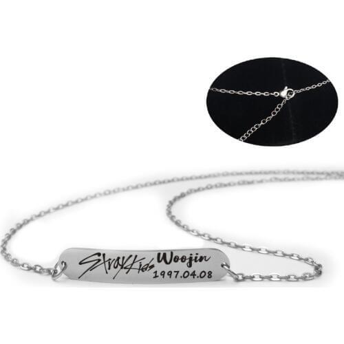 K-POP Stray Kids Stainless Steel Necklaces For Women Men Korean Idol Name ID Pendant Silver Color Chain Necklace Jewelry