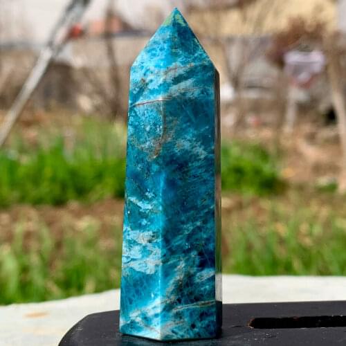 135GNatural blue phosphorous grey Square point quartz crystal energy