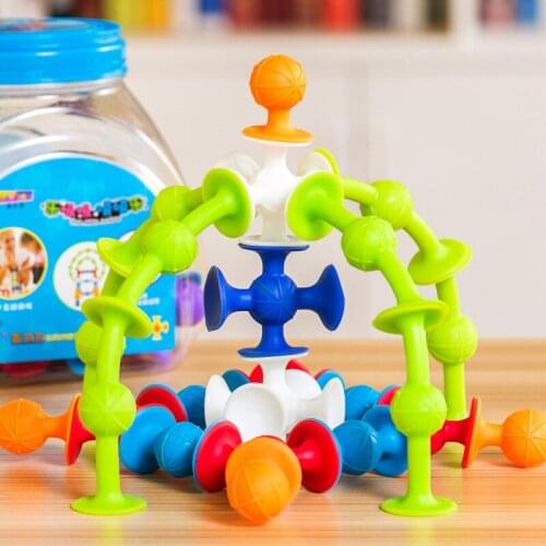 19-48Pcs Doll Little Suckers Assembled Sucker Suction Cup Montessori Education Building Block Toys Girl Boy Kids Gifts Fun Game