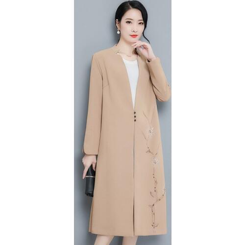 2018 Autumn New Pattern Will Code Temperament Grace Camel Easy Thin Long Fund Windbreaker Loose Coat