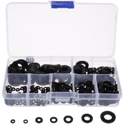 250pcs Nylon Plastic Insulation Washers Black / white insulation flat washer furniture Gasket Ring For Screw Bolt