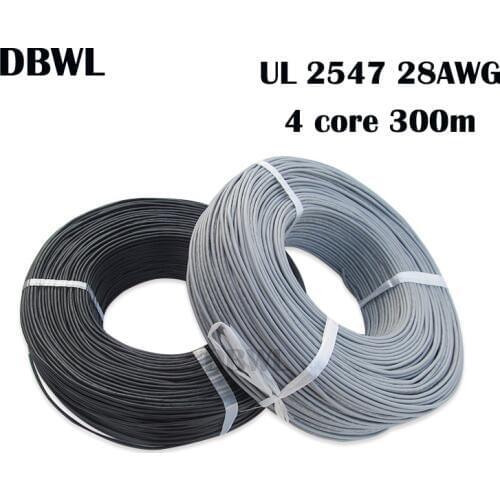 300meter 4 core shielded wire UL 2547 28AWG 2.1 channel Audio line signal cable shield wire for amplifier,Black Grey