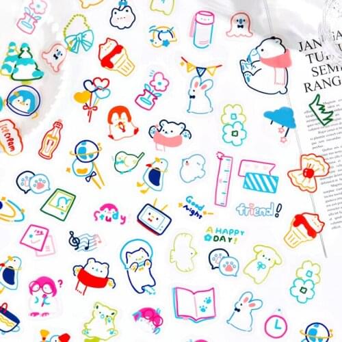 45pcs PET Hand Account Sticker Cute Cartoon Penguin Mobile Phone Case DIY Bullet Journaling Accessories Waterproof Deco Stickers