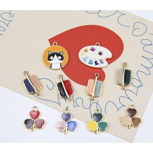 6pcs Korean Style Earrings ladies Fashion Fun Clover Pendant Cartoon Earrings For Women Girls Children Diy Jewelry Accessories