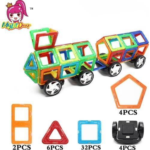 MylitDear 60Pcs Big Size Magic Building Block Magnetic Toy Truck Educational Game Construction Stacking Sets Brick Toys For Kids