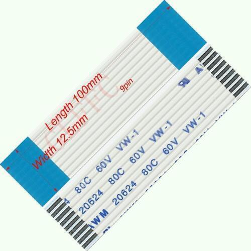 9pin 1.25pitch 100mm-1650mm A-type Flexible Flat Cable FFC awm 20624 ROHS for TTL LCD DVD Computer