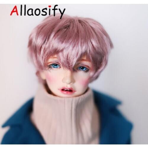 Allaosify 1 PCs Pink Short Straight Wig 1 / 3 1 / 4 1 / 6 Bjd Doll Wig Ancient Free Shipping