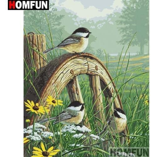 HOMFUN Full Square/Round Drill 5D DIY Diamond Painting "Birds and flowers" Embroidery Cross Stitch 5D Home Decor Gift A14552