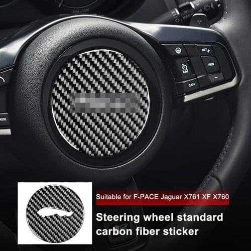 Car Steering Wheel Center Emblem Badge Cover Trim Carbon Fiber Car Styling for Jaguar XFL E F-PACE XE XF XEL XJ S R Sport