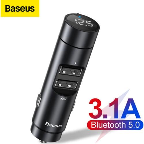 Baseus Car FM Transmitter Modulator Bluetooth 5.0 Car Kit With 3.1A Dual USB Charger Auto Audio MP3 Player Car FM Transmiter