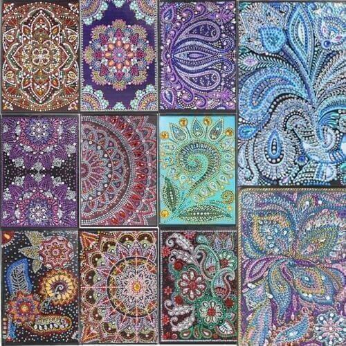 2019 New DIY Mandala Special Shaped Diamond Painting 50 Pages A5 Sketchbook Notebook Diary Book Children Birthday Gift