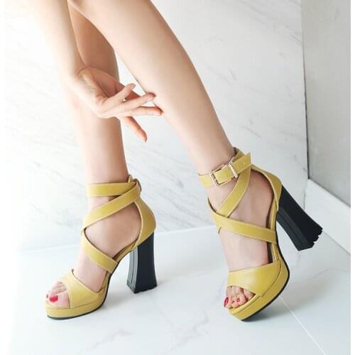 Plus Size 11 12 13 14 15 16 17 high heels sandals women shoes woman summer ladies The fishs mouth cingulate Thick with sandals
