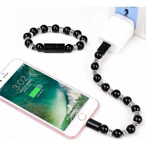 Bead Pure Color Bracelet USB Cable Universal Mobile Phone ipad Charger For iPhone Micro USB Type C Sync Data Fast Charging Cord