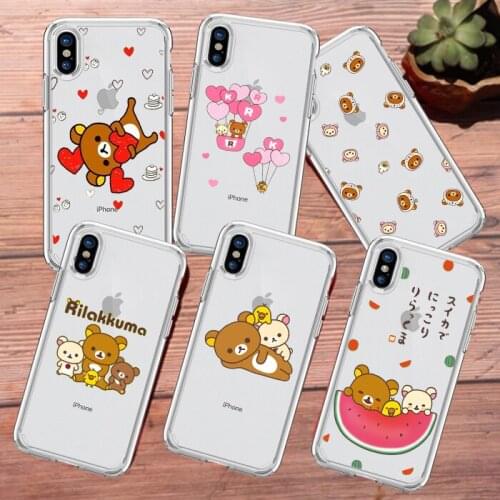 Rilakkuma cute fashion candy phone case For iPhone 11 12 Pro XS MAX XR X 7 8 6Plus SE 2020 Candy Soft Silicone Phone Cover Bag