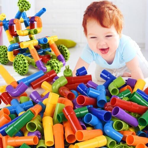 Water Pipe Building Blocks Toys DIY Brick Enlightening Pipeline Tunnel Construction Educational Toys Designer Toys For Children