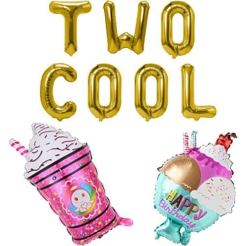 Two Cool with Ice cream letter Two second 2nd Birthday Balloon Party Sweet Decor Birthday two sweet cool Banner winter