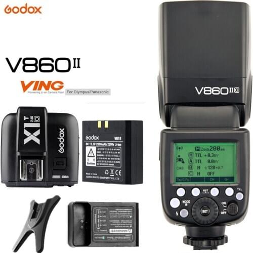 Godox V860II-O TTL HSS Li-ion Battery Speedlite 2.4G Wireless Camera Flash Light+X1T-O Trigger Transmitter for Olympus/Panasonic
