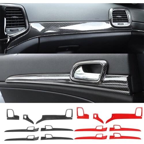 Interior Dashboard Door Handle Panel Decorative Cover for Jeep Grand Cherokee 2011-2021 ABS Carbon Fiber Red Car Accessories