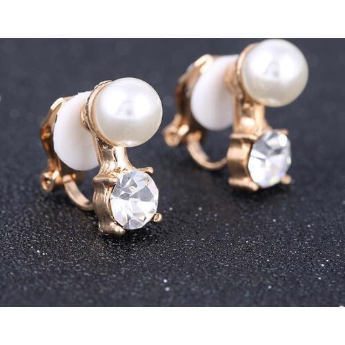 JIOFREE Trendy Elegant simulated pearl clip on earrings for women party wedding no pierced earrings painless ear clip