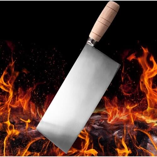 Chinese Butcher Kitchen Knife Stainless Steel Kitchen Knives 4Cr14 Cleaver Knife High Hardeness Sharp Blade Wood Handle Cutter