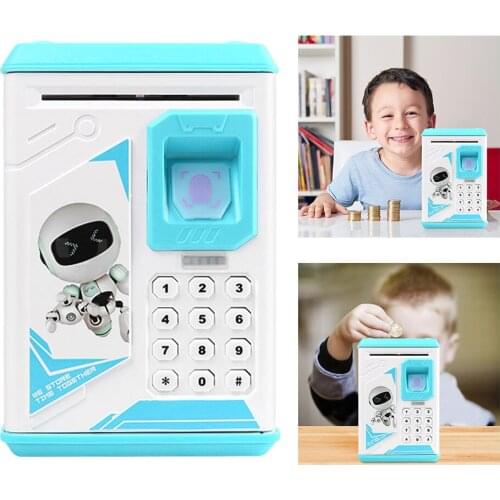 Large Capacity Electric Money Saving Jar Fingerprint ATM Password Safe Box for Money Coin Battery Powered Piggy Bank for Kids