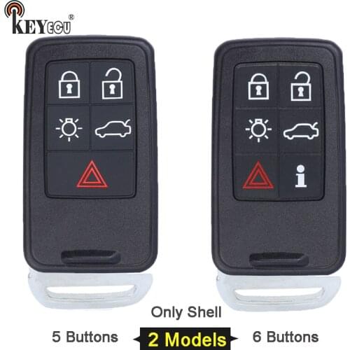 KEYECU Keyless-Go Smart Remote Key Shell Cover 5 6 Button for Volvo XC60 S60 V40 V60 V70 S80 XC70 2015-2018 KR55WK49266