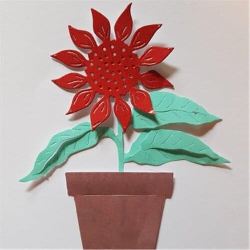 Potted Sunflower Metal Cutting Dies Stencils For Card Making Decorative Embossing Suit Paper Cards Stamp DIY
