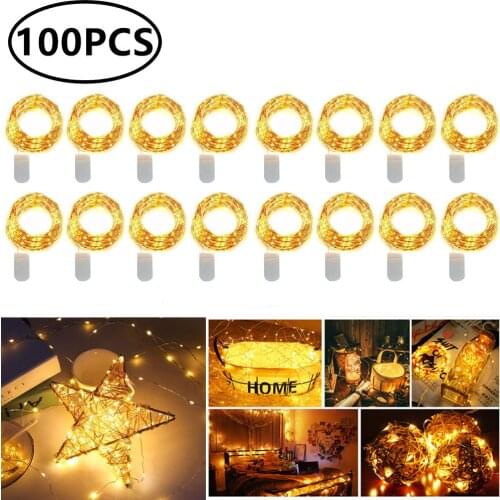 Battery Powered 10 20 LEDs Mini Christmas Light Copper Wire String Light for Wedding Xmas Garland Party Indoor Decoration 100Pcs