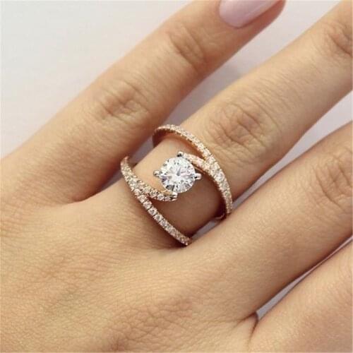 Fashion Crystal Rhinestones Rings for Women Jewelry Accessories Engagement Wedding Band Girl Gift Elegant Women Rings