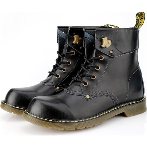 Color shining boots large size shoes classic tough men mens leather boots cowhide high-top tooling boots military boots Martin