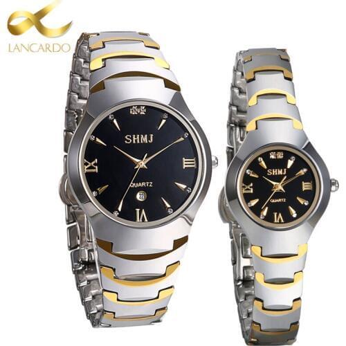 Tungsten Steel Wrist Watch Luxury Top Brand Lancardo Mens Watch Lovers' Business Quartz Watch Fashion Casual Sliver Women Watch