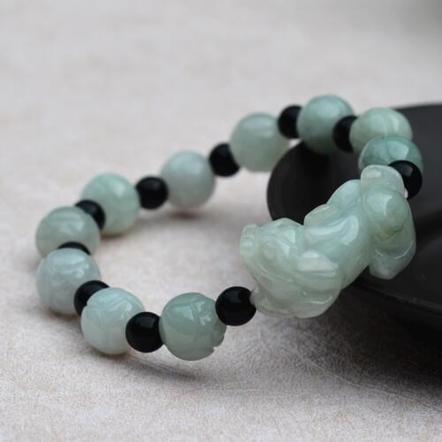 Natural A grade jades Green Bracelet Carved Lotus PIXIU Bead Bracelet Single Lap Bangle For Woman 's fashion Jadeite Jewelry
