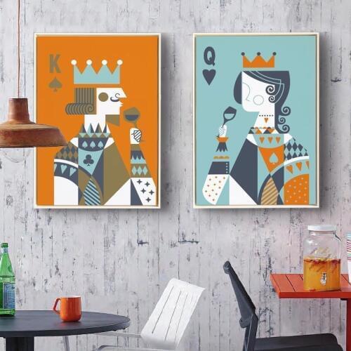 New minimalist modern 5D round drill Diamond painting Full drill Two paintings King and Queen portrait Abstract art Home Decor