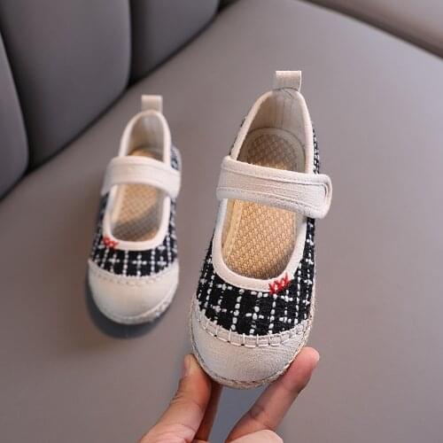 New Girls Canvas Shoes Fashion Single Shoes Hanfu Shoes Girls Non-slip Soles Ethnic Style Childrens Shoes Girls Princess Flats