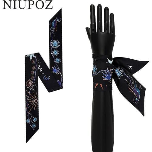 New Twill Silk Small Women Fashion Skinny Scarf Hair Bag Tarot Four Seasons Handle Decoration Tie Bag Ribbons Female Neckerchief