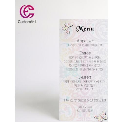 Personalized menu special pattern butterfly menu whole set available MU032