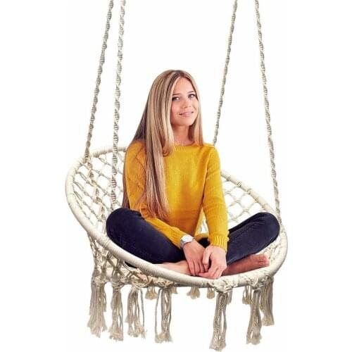 Hanging Outdoor Hammock Chair Macrame Swing 265 Pound Capacity Perfect for Indoor Outdoor Home Garden Hanging Chair