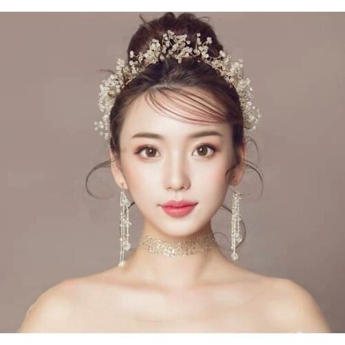 Handmade Gold Color Bridal Headband Crystal Bridal Hairbands Wedding Hair Accessories Headpiece Prom Crown