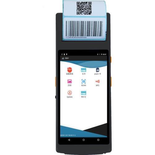 Rugged PDA Handheld NFC All in one Touch screen android pda barcode laser scanner with built-in printer